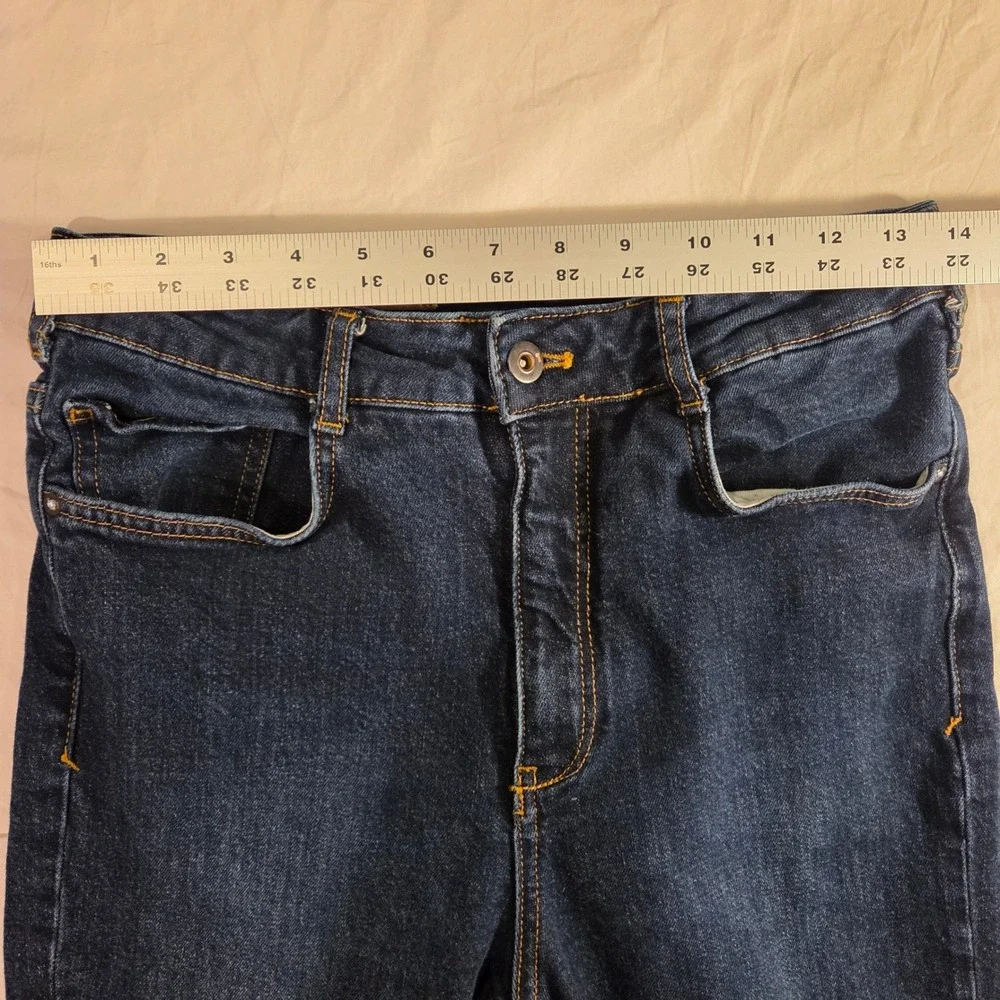Pilcro Straight Leg High Waist Jeans Ankle Slit, Size 29, Dark Wash Denim